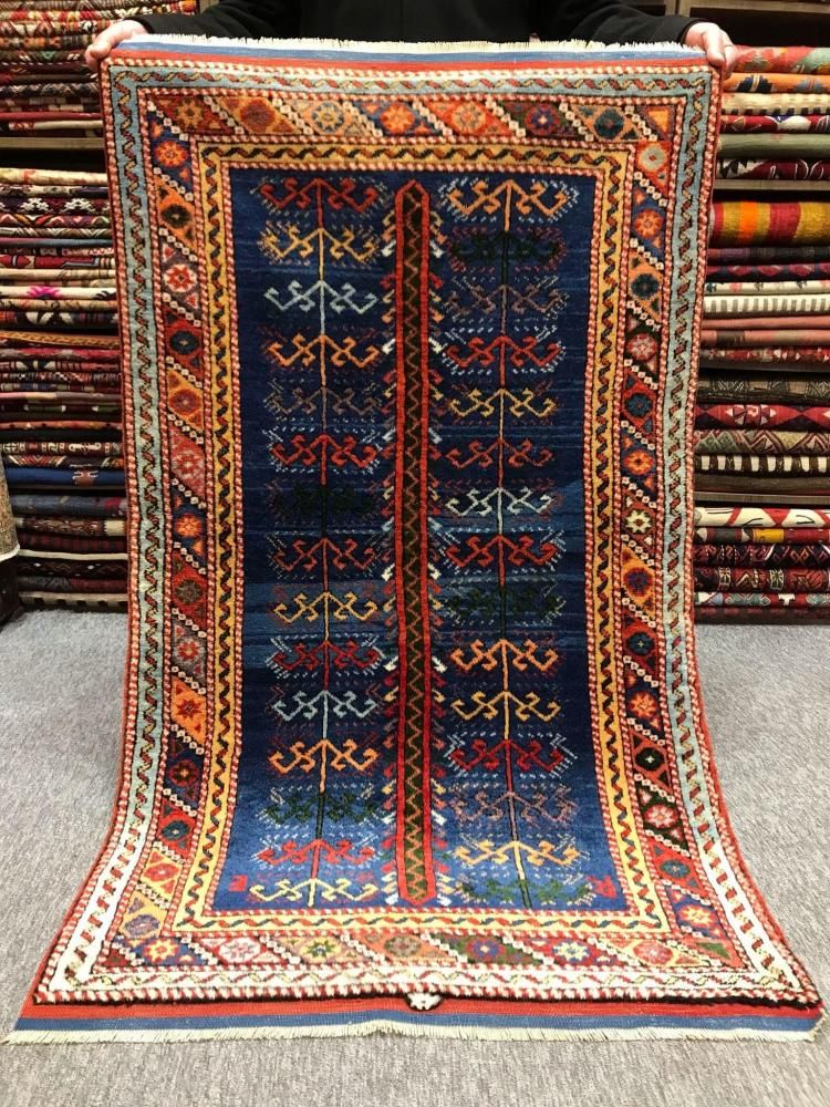 オールド絨毯/トルコ絨毯・エーゲ海地方/約153×90cm - 手織り