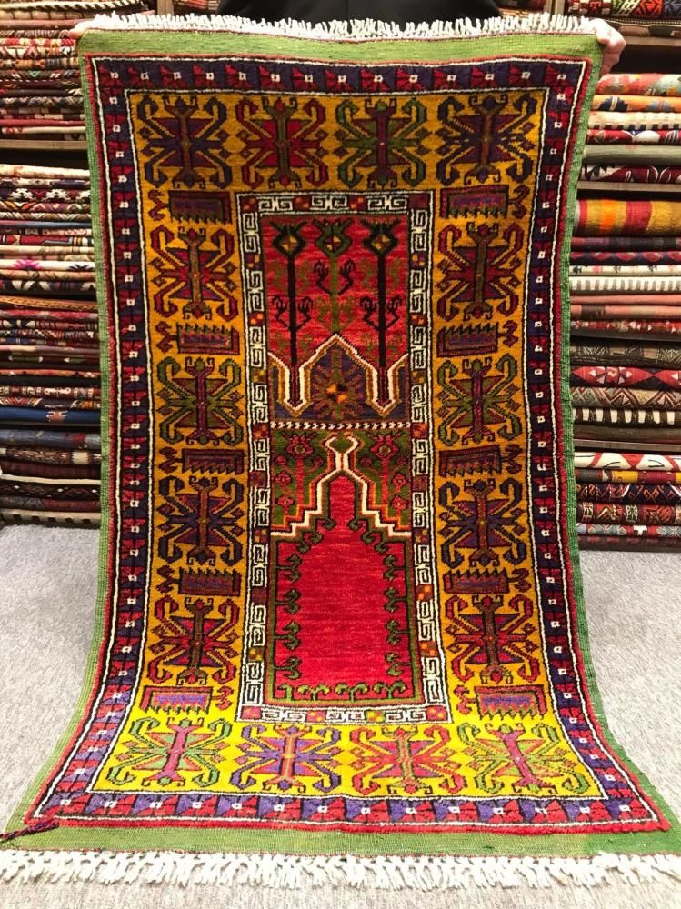 トルコ製キリム オールドキリム/トルコ・デニズリ約134×121cm - 手織り絨毯