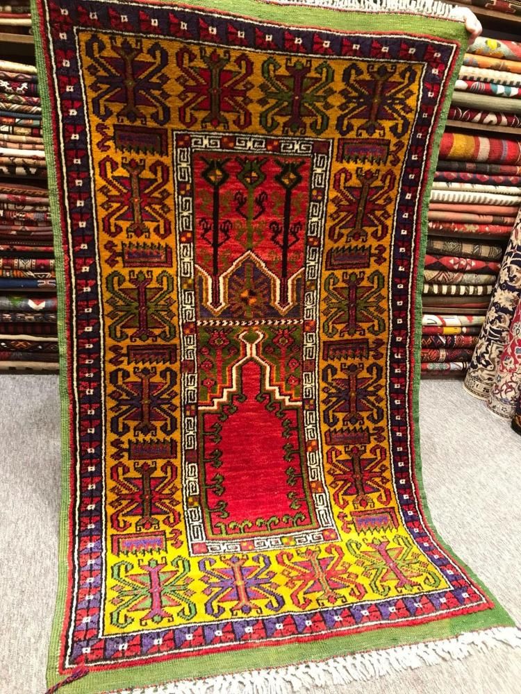 【現地買付】トルコラグ② トルコ絨毯 ジジム 新しい絨毯/トルコ・コンヤ・インリジェ/約163×94cm - 手織り絨毯