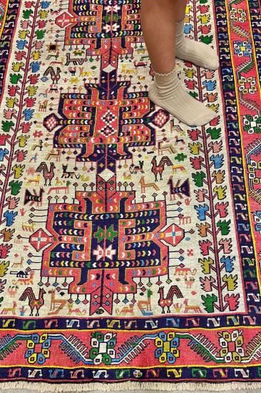 トライバルラグ　ヴィンテージラグ　オールドラグ　シラーズ　絨毯　カーペット オールド絨毯/イラン・シラーズ/トライバルラグ約148×101cm