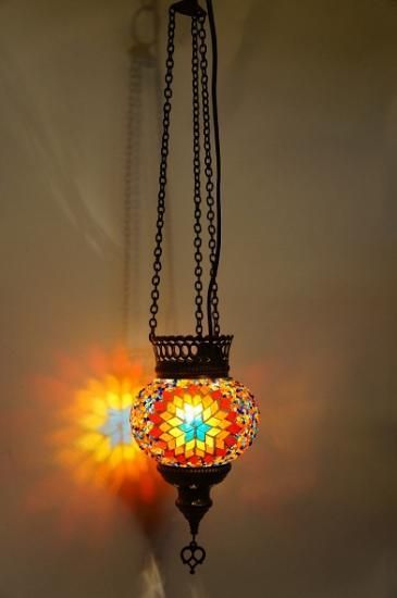 吊り下げモザイクランプ スタンダードm 星 カラフル トルコランプと絨毯キリム Heaven S Door