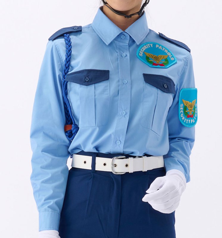 2052TL 女子夏服長袖シャツ | ライトブルー/ネイビー - 警備服・警備用品の通販【COSMO】モビメントコスモ