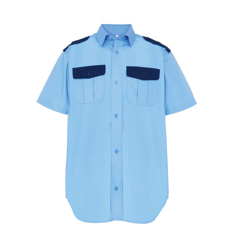 1052TH 夏服半袖シャツ ＜ライトブルー/ネイビー＞ - 警備服・警備用品の通販【COSMO】モビメントコスモ