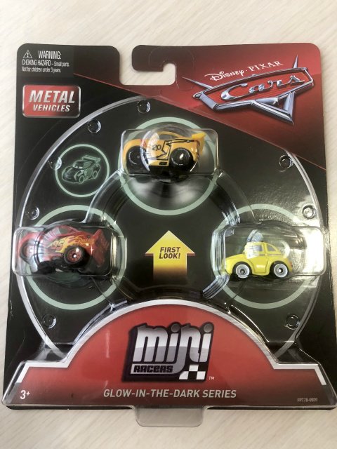 MINI RACERS GLOW IN THE DARK RACERS SERIES 3-PACK トーマスビル クルース/マックイーン/ルイジ 蓄光版