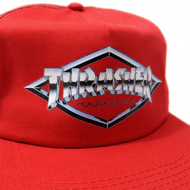 THRASHER DIAMOND EMBLEM MESH CAP / RED （スラッシャー メッシュ