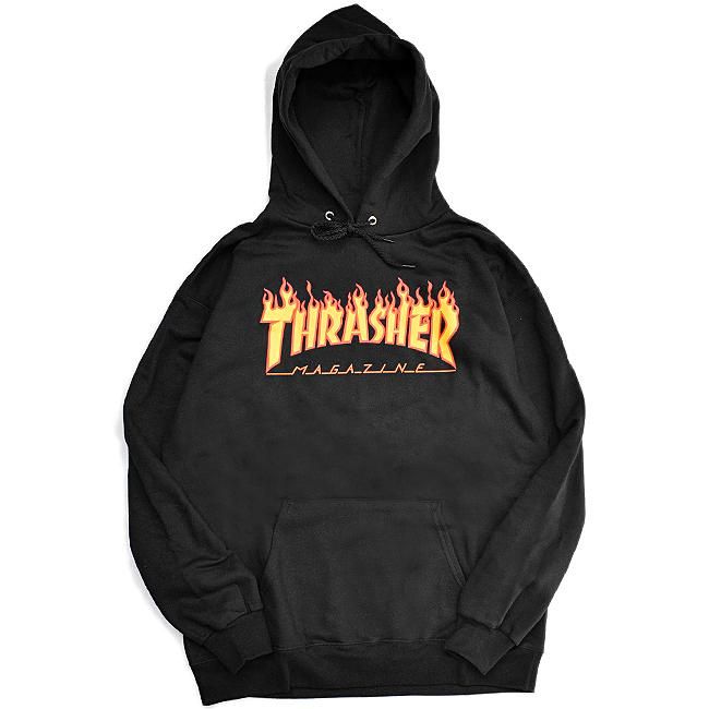 THRASHER FLAME LOGO PULLOVER HOODIE / BLACK （スラッシャー ...