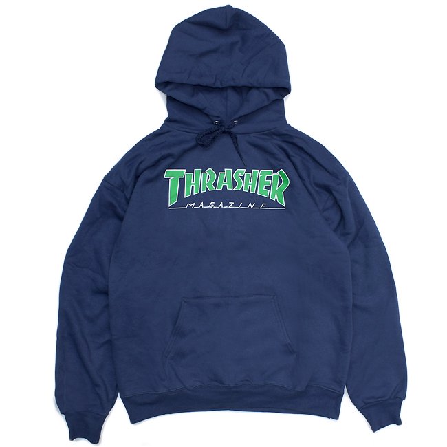 <img class='new_mark_img1' src='https://img.shop-pro.jp/img/new/icons5.gif' style='border:none;display:inline;margin:0px;padding:0px;width:auto;' />THRASHER OUTLINE HOODIE / NAVY BLUE （スラッシャー パーカー/スウェット）　