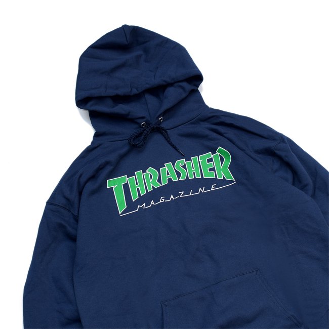 THRASHER OUTLINE HOODIE / NAVY BLUE （スラッシャー パーカー/スウェット）