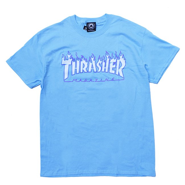 THRASHER FLAME LOGO TEE / SKY BLUE （スラッシャー ロゴTシャツ