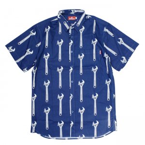<img class='new_mark_img1' src='https://img.shop-pro.jp/img/new/icons5.gif' style='border:none;display:inline;margin:0px;padding:0px;width:auto;' />HELLRAZOR WRENCH BUTTON UP SHIRT / NAVY (إ쥤 Ⱦµ)