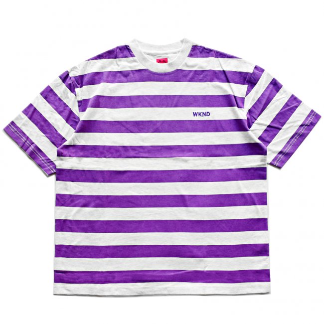 <img class='new_mark_img1' src='https://img.shop-pro.jp/img/new/icons5.gif' style='border:none;display:inline;margin:0px;padding:0px;width:auto;' />WKND STRIPE TEE / GREY & PURPLE （ウィークエンド Tシャツ）　