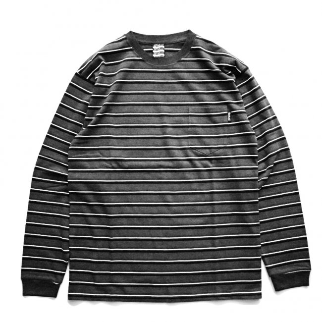 SAYHELLO Border Pocket L/S TEE / Charcoal (セイハロー / ボーダーロンT /ロングスリーブTシャツ)