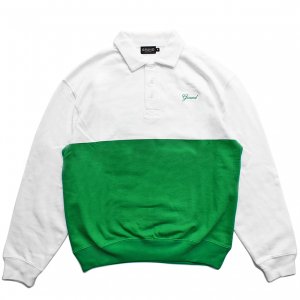 <img class='new_mark_img1' src='https://img.shop-pro.jp/img/new/icons5.gif' style='border:none;display:inline;margin:0px;padding:0px;width:auto;' />GRAND COLLECTION COLLAR CREWNECK / WHITE × KELLY GREEN (グランドコレクション スウェット/パーカー)