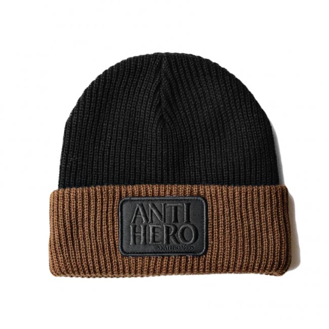 ANTIHERO RESERVE PATCH CUFF BEANIE /BLACK / BROWN(アンチヒーロー