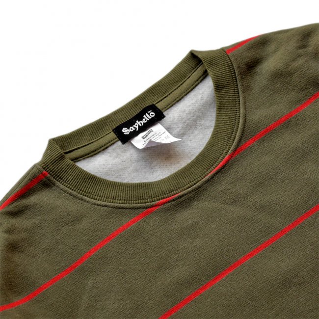 SAYHELLO CASH LOGO BORDER SWEAT / OLIVE (セイハロー クルーネック