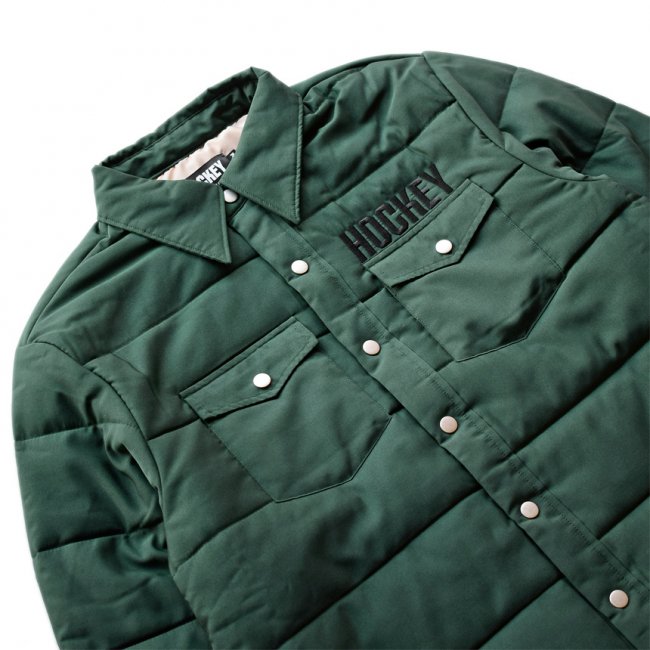 HOCKEY DOWN SNAP SHIRT / DARK GREEN (ホッキー シャツジャケット/ダウンジャケット)