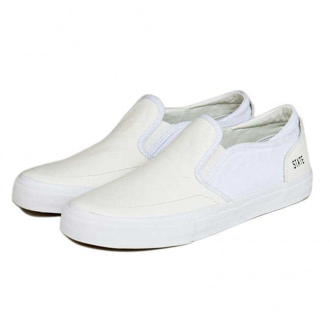 <img class='new_mark_img1' src='https://img.shop-pro.jp/img/new/icons5.gif' style='border:none;display:inline;margin:0px;padding:0px;width:auto;' />STATE FOOTWEAR KEYS BEN GORE X WHITE/WHITE / FULL GRAIN LEATHER (ステイト フットウエア スケートシューズ)