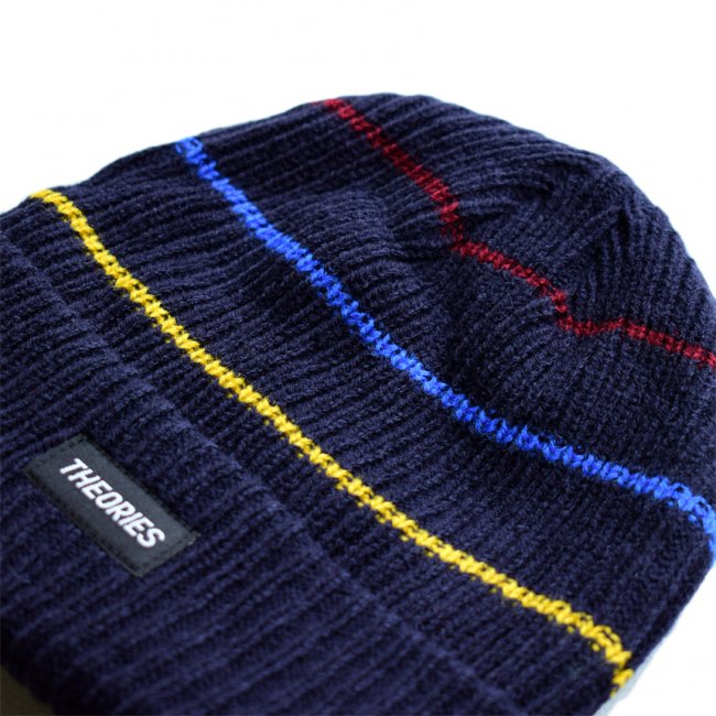 THEORIES THIN STRIPE BEANIE / NAVY（セオリーズ ビーニー/ニット