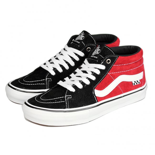 <img class='new_mark_img1' src='https://img.shop-pro.jp/img/new/icons5.gif' style='border:none;display:inline;margin:0px;padding:0px;width:auto;' />VANS Skate Grosso Mid / Black/Red（バンズ/ヴァンズ スケート スポーツ スニーカー）