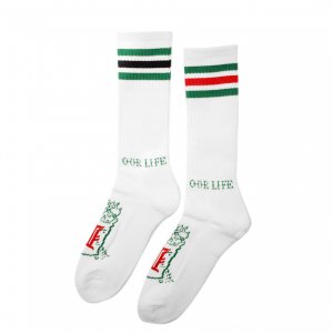 <img class='new_mark_img1' src='https://img.shop-pro.jp/img/new/icons5.gif' style='border:none;display:inline;margin:0px;padding:0px;width:auto;' />OUR LIFE x DIRTY PIGEON SOCKS / GREEN / RED（アワーライフ　ソックス/くつ下）　