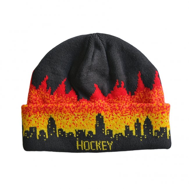 <img class='new_mark_img1' src='https://img.shop-pro.jp/img/new/icons5.gif' style='border:none;display:inline;margin:0px;padding:0px;width:auto;' />HOCKEY LIGHTS OUT BEANIE / BLACK x FIRE (ホッキー ビーニー/ニットキャップ)