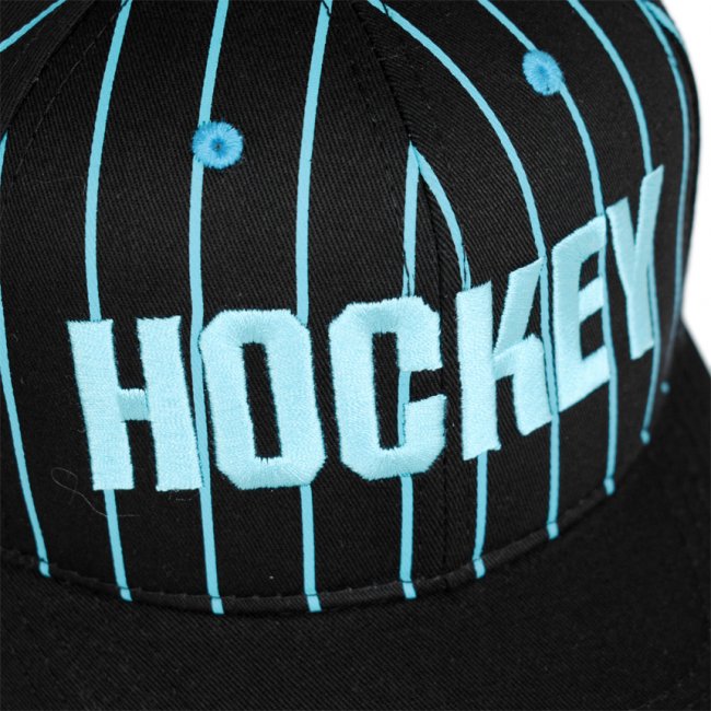 HOCKEY STRIPED SNAPBACK CAP / BLACK x BLUE (ホッキー 5パネル