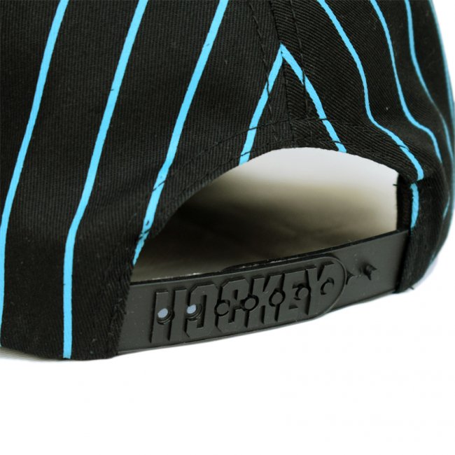 HOCKEY STRIPED SNAPBACK CAP / BLACK x BLUE (ホッキー 5パネル