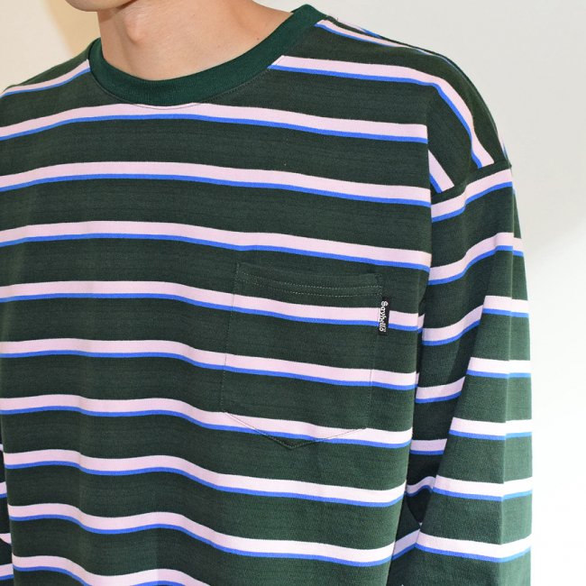 SAYHELLO BORDER LONG TOP L/S TEE / GREEN (セイハロー / ボーダーロンT /ロングスリーブTシャツ)