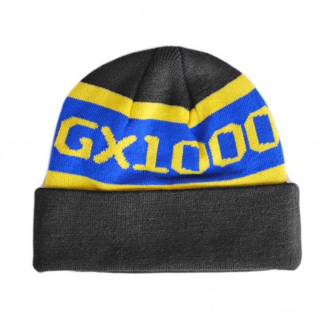 レア! 新品GX1000 ジーエックス　ニットキャップ 青　ビーニーGM企業ロゴ