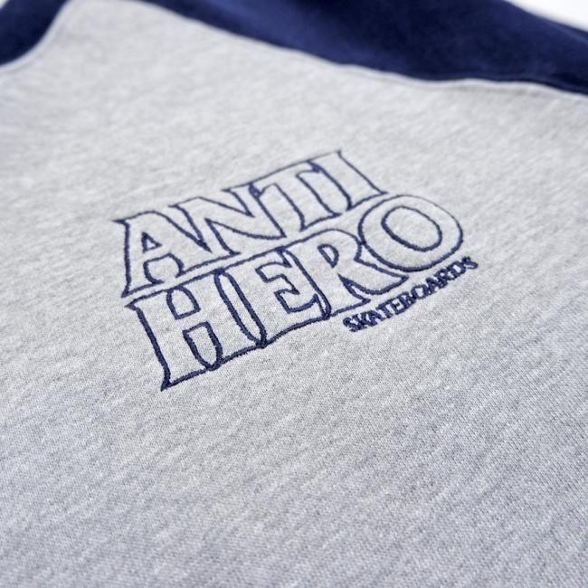 ANTIHERO LIL BLACKHERO OUTLINE CREWNECK / GREY×NAVY (アンチ