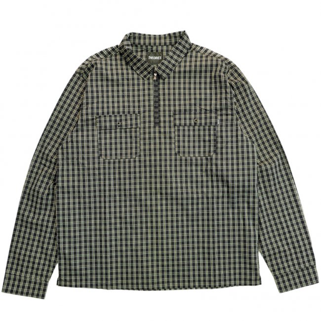 THEORIES QUARTER ZIP FIELD SHIRT / BLACK PLAID（セオリーズ 長袖