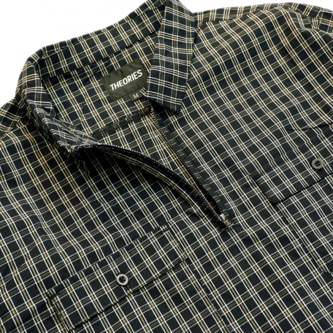 THEORIES QUARTER ZIP FIELD SHIRT / BLACK PLAID（セオリーズ 長袖