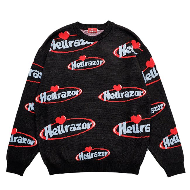 <img class='new_mark_img1' src='https://img.shop-pro.jp/img/new/icons5.gif' style='border:none;display:inline;margin:0px;padding:0px;width:auto;' />HELLRAZOR SWEETNESS KNIT SWEATER / BLACK (ヘルレイザー ニットセーター)