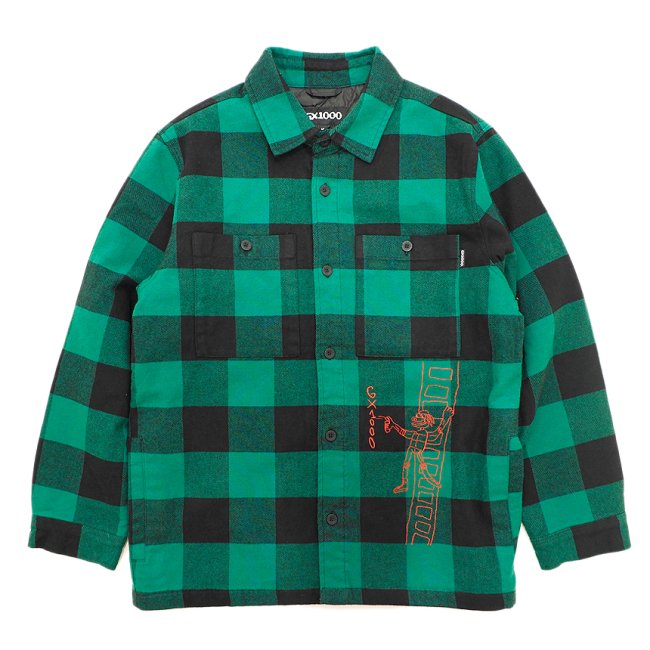 GX1000 SPRAY FLANNEL SHIRT JACKET / GREEN (ジーエックスセン フランネルシャツ/ジャケット)