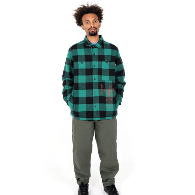 GX1000 SPRAY FLANNEL SHIRT JACKET / GREEN (ジーエックスセン フランネルシャツ/ジャケット)