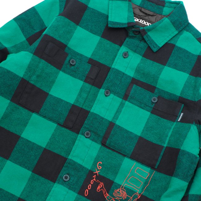 GX1000 SPRAY FLANNEL SHIRT JACKET / GREEN (ジーエックスセン フランネルシャツ/ジャケット)