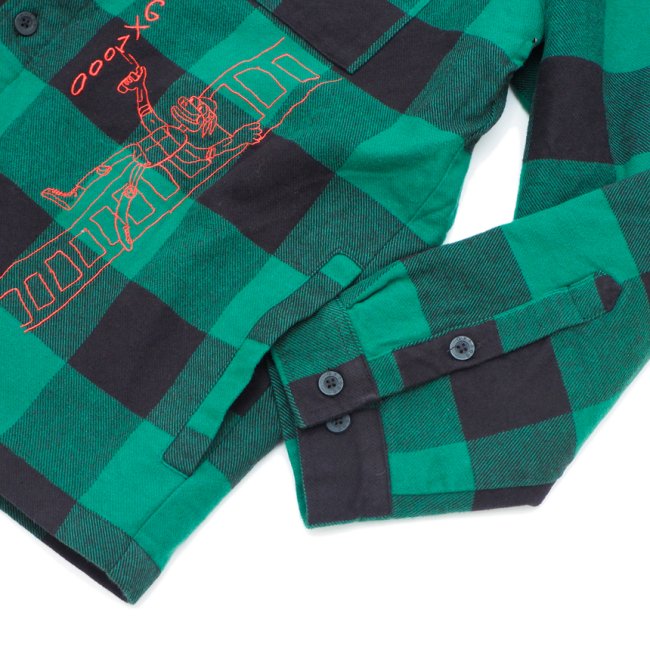 GX1000 SPRAY FLANNEL SHIRT JACKET / GREEN (ジーエックスセン フランネルシャツ/ジャケット)