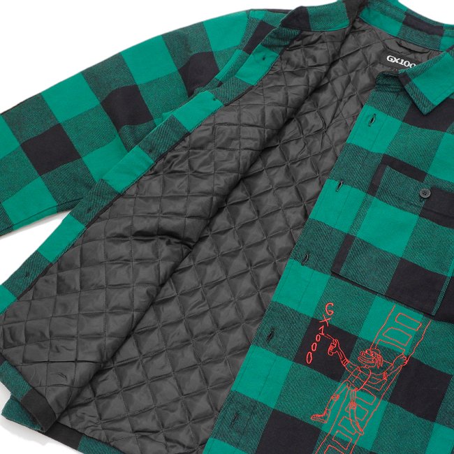 GX1000 SPRAY FLANNEL SHIRT JACKET / GREEN (ジーエックスセン フランネルシャツ/ジャケット)