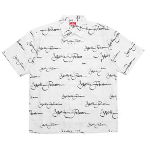 <img class='new_mark_img1' src='https://img.shop-pro.jp/img/new/icons5.gif' style='border:none;display:inline;margin:0px;padding:0px;width:auto;' />HELLRAZOR METAL SCRIPT LOGO BUTTON SHIRT / WHITE (ヘルレイザー 半袖シャツ)