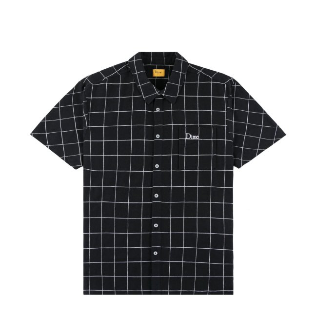 Dime Big Checked Linen S/S Shirt / Black (ダイム 半袖シャツ 