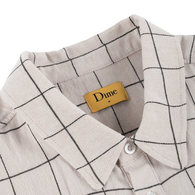 Dime Big Checked Linen S/S Shirt / Cream (ダイム 半袖シャツ