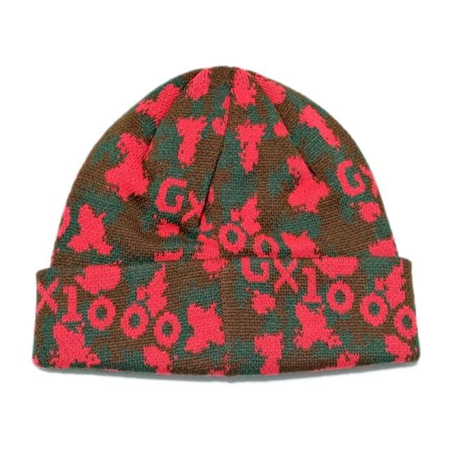 GX1000 TRENCHED CAMO BEANIE / RED (ジーエックスセン 