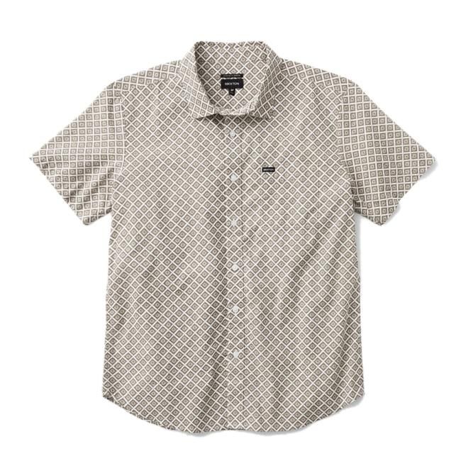 BRIXTON CHARTER PRINT S/S WOVEN SHIRT - OFF WHITE / DARK