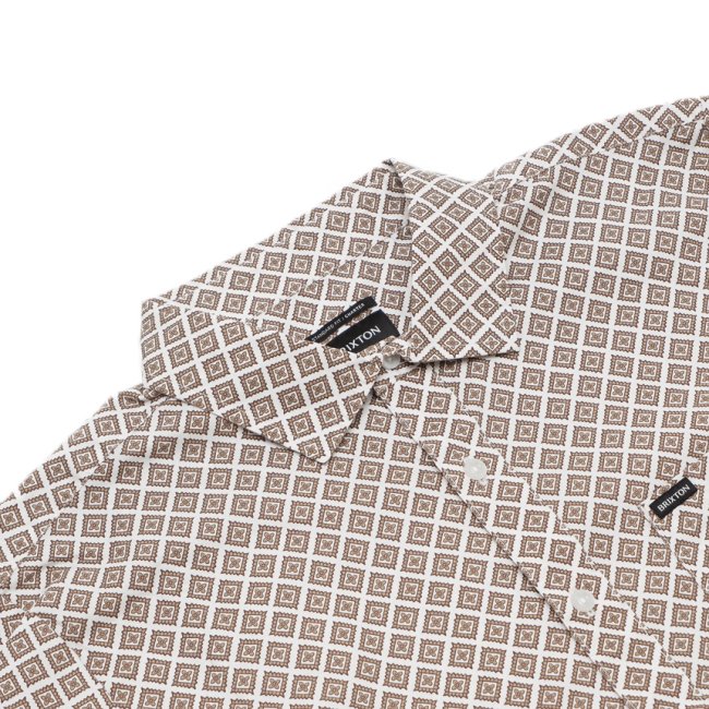 BRIXTON CHARTER PRINT S/S WOVEN SHIRT - OFF WHITE / DARK BRICK (ブリクストン  半袖シャツ)