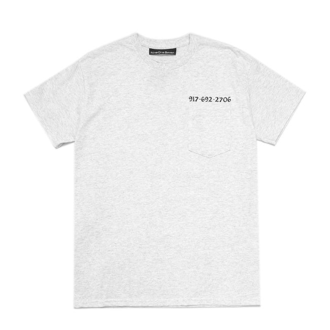 CALL ME 917 LOVE TIME POCKET TEE / ASH (コールミーナインワンセヴン