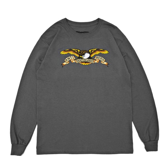 <img class='new_mark_img1' src='https://img.shop-pro.jp/img/new/icons5.gif' style='border:none;display:inline;margin:0px;padding:0px;width:auto;' />ANTIHERO EAGLE L/S T-SHIRT / CHARCOAL (アンチヒーロー/ L/S Tシャツ)