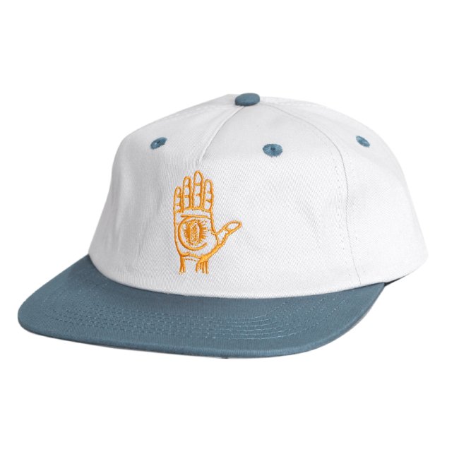 <img class='new_mark_img1' src='https://img.shop-pro.jp/img/new/icons5.gif' style='border:none;display:inline;margin:0px;padding:0px;width:auto;' />THEORIES HAND OF THEORIES SNAPBACK CAP / WHITE / TEAL（セオリーズ  スナップバックキャップ/5パネルキャップ）