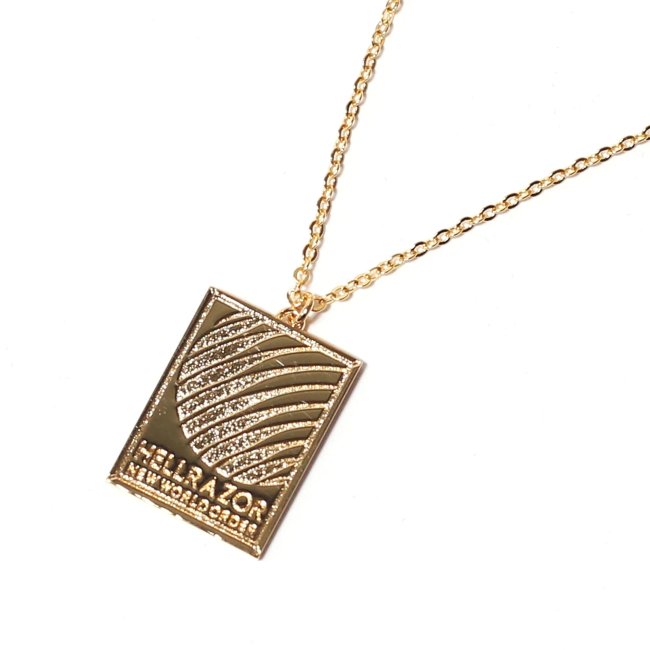 HELLRAZOR REMEMBER YOU MUST DIE NECKLACE w/ POUCH / BRASS GOLD PLATED  (ヘルレイザー ネックレス）