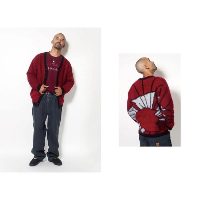 HELLRAZOR KICK IN THE DOOR MOHAIR CARDIGAN / BURGUNDY (ヘルレイザー ニットカーディガン)