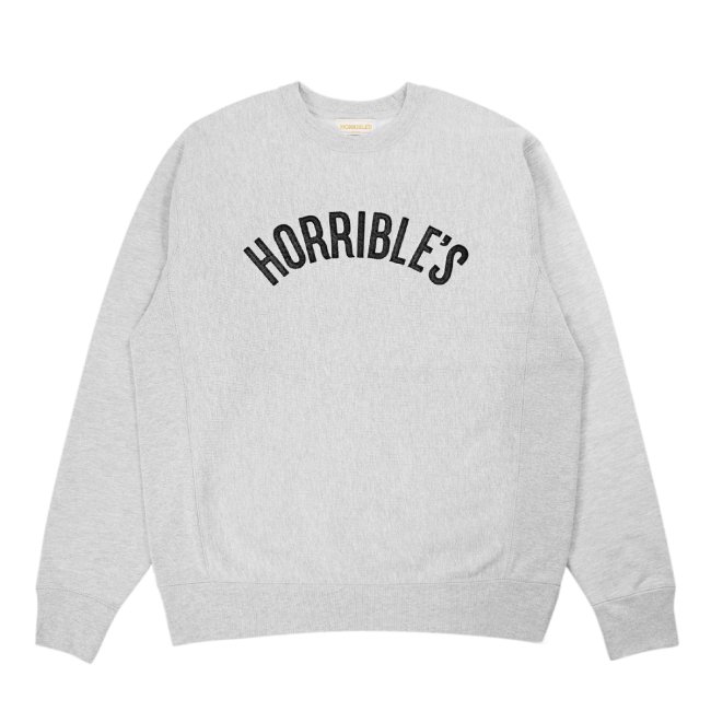 HORRIBLE'S PATCH LOGO PREMIUM CREW SWEAT SHIRT / HEATHER GREY